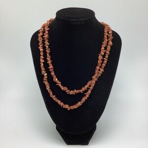 Brown Goldstone Chip Necklace 17"